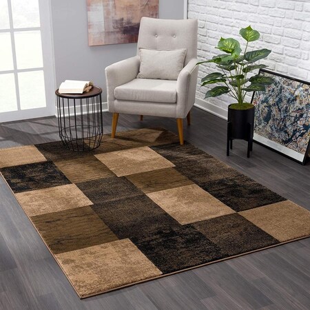 Palacedesigns 7 x 9 ft. Brown Geometric Blocks Area Rug PA2627931